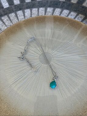 Kendra Scott Kiri Silver Necklace with Teardrop Turquoise Pendant